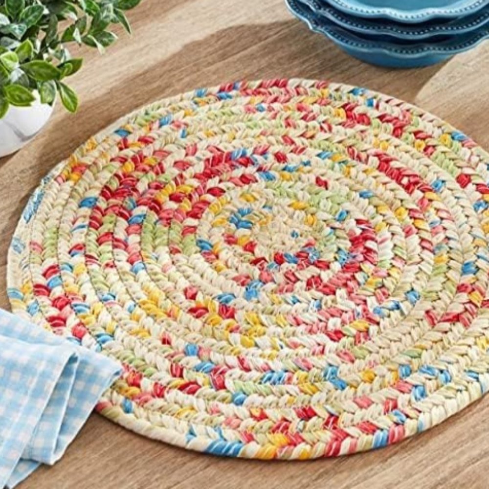 Generic Pioneer Woman Sweet Rose Braided Placemat Set of 2 Brown 15 round